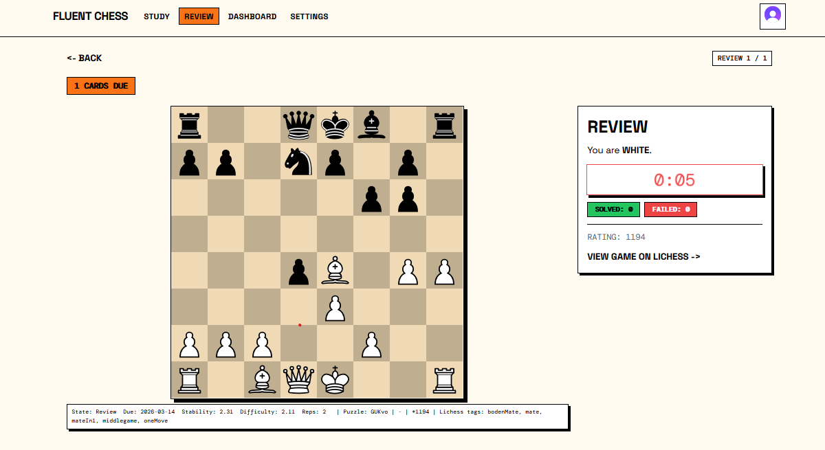 FluentChess Review Screen